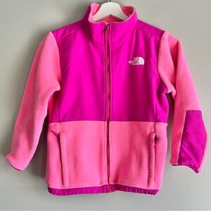 The North Face Denali fleece pink jacket girls large 14 16 full zip pockets coat